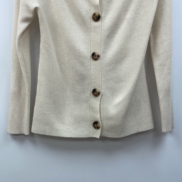 NAADAM Off The Shoulder Wool Cashmere Pullover Ribbed Knit Sweater Cream Large - Picture 5 of 10